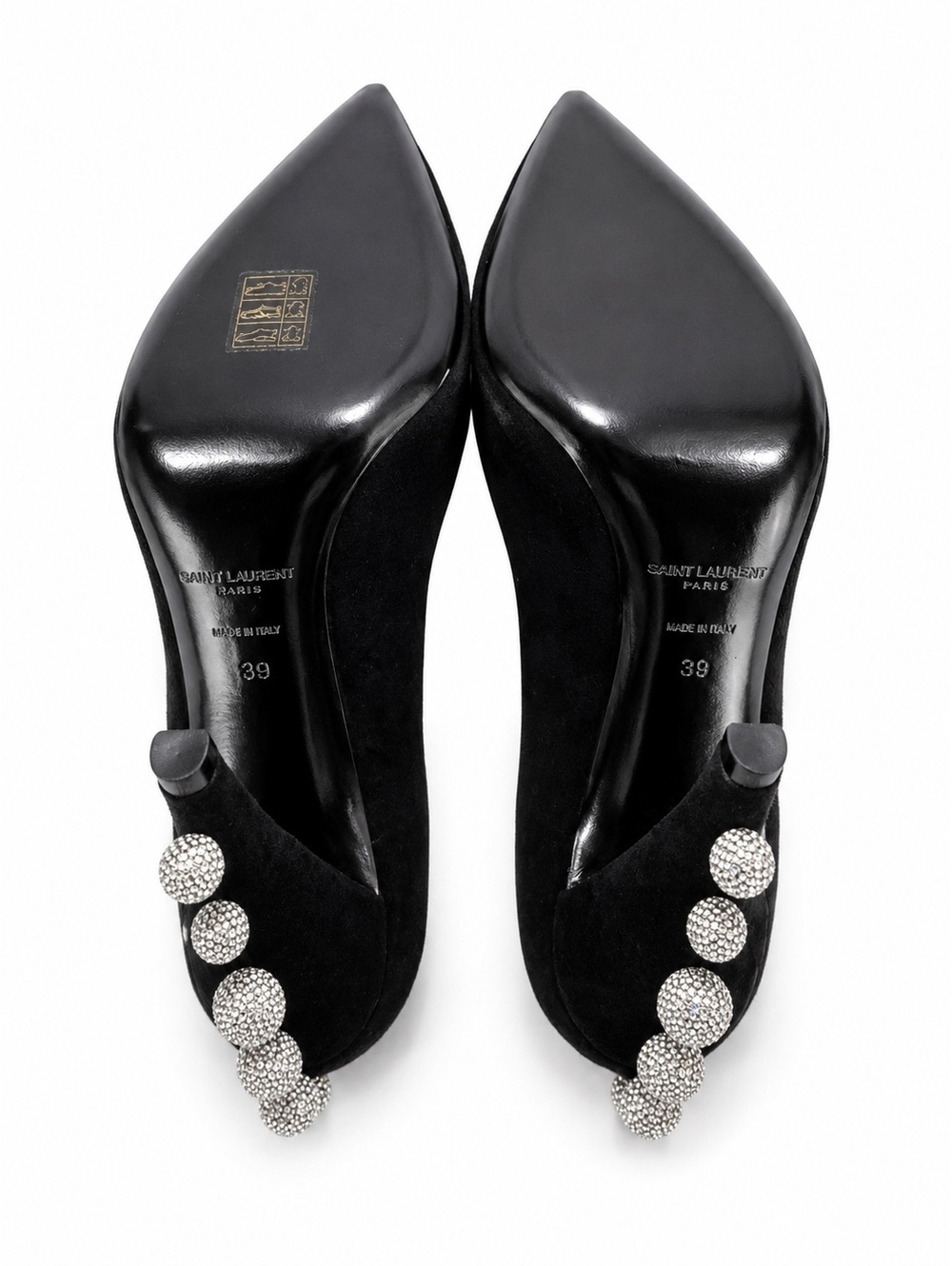 Saint Laurent Era 110 Ball Strass Crystal Pumps Black Suede EU 39 | NIB - Picture 7 of 10
